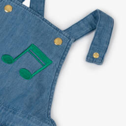 Mini Rodini-Girls Chambray Dungarees with Music Notes | Childrensalon Outlet