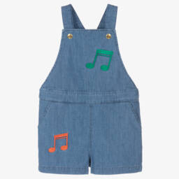 Mini Rodini-Girls Chambray Dungarees with Music Notes | Childrensalon Outlet