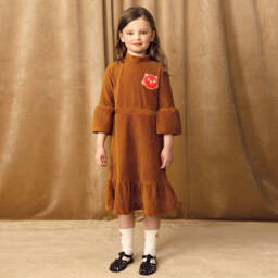 Mini Rodini-Платье из вельвета землистого оттенка для девочек | Childrensalon Outlet