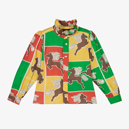 Mini Rodini-بلوز قطن عضوي تويل لون أخضر للبنات | Childrensalon Outlet