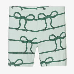 Mini Rodini-Girls Green Organic Cotton Rope Shorts | Childrensalon Outlet
