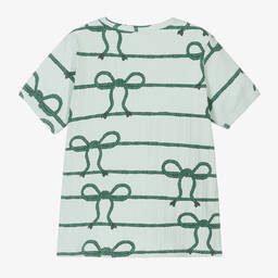 Mini Rodini-تيشيرت قطن عضوي جيرسي لون أخضر نعناعي للبنات | Childrensalon Outlet