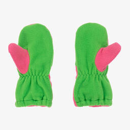 Mini Rodini-Girls Green & Pink Polar Fleece Mittens | Childrensalon Outlet
