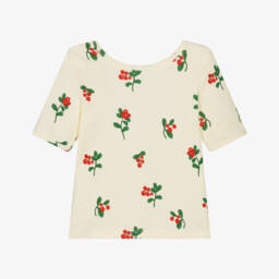 Mini Rodini-Girls Ivory Berry Print Tee | Childrensalon Outlet
