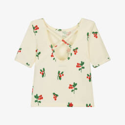 Mini Rodini-Girls Ivory Berry Print Tee | Childrensalon Outlet