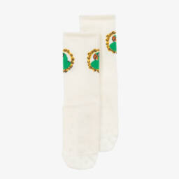 ميني روديني-جوارب كاحل بنعل واقي من الإنزلاق قطن عضوي لون عاجي | Childrensalon Outlet