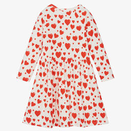 Mini Rodini-Кремовое хлопковое платье с красными сердечками | Childrensalon Outlet