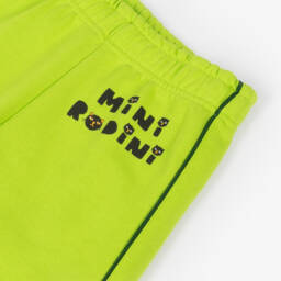 Mini Rodini-Брюки с принтом кота для девочек лаймового цвета | Childrensalon Outlet