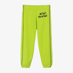 Mini Rodini-Брюки с принтом кота для девочек лаймового цвета | Childrensalon Outlet