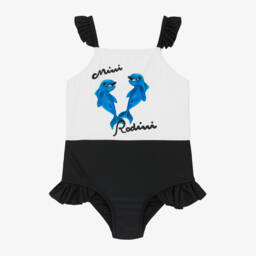 Mini Rodini-Girls Monochrome Dolphin Swimsuit | Childrensalon Outlet