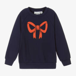 Mini Rodini-Girls Navy Satin Bow Top | Childrensalon Outlet