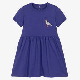Mini Rodini-Платье пурпурное с чайками для девочек из органического хлопка | Childrensalon Outlet