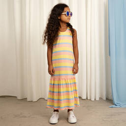 Mini Rodini-Girls Pastel Pink & Yellow Striped Dress | Childrensalon Outlet