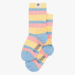ميني روديني-جوارب مزيج قطن عضوي مقلم لون أزرق للبنات | Childrensalon Outlet