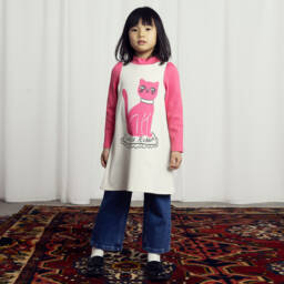 Mini Rodini-Girls Pink Cat Jersey Dress | Childrensalon Outlet