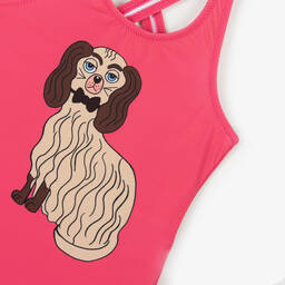 Mini Rodini-Girls Pink Dog Print Swimsuit (UPF50+) | Childrensalon Outlet