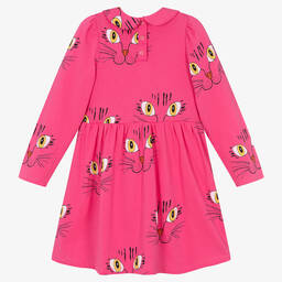Mini Rodini-Розовое хлопковое платье с котами | Childrensalon Outlet