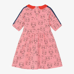 Mini Rodini-فستان بطبعة CAT قطن عضوي جيرسي لون زهري | Childrensalon Outlet