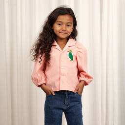 Mini Rodini-Розовая блузка из органического хлопка с пеликаном | Childrensalon Outlet
