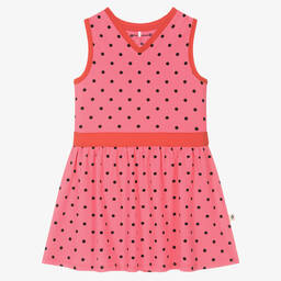 Mini Rodini-Girls Pink Organic Cotton Polka Dot Dress | Childrensalon Outlet