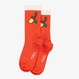 ميني روديني-جوارب للكاحل بطبعة ليمون قطن محبوك لون أحمر | Childrensalon Outlet