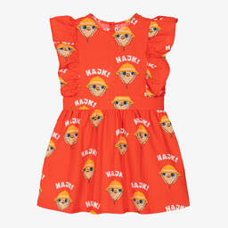 Mini Rodini-Girls Red Organic Cotton Owl Dress | Childrensalon Outlet