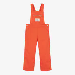 Mini Rodini-Girls Red Twill Patch Dungarees | Childrensalon Outlet