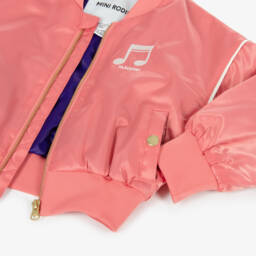 Mini Rodini-Атласная розовая куртка для девочек с музыкальным принтом | Childrensalon Outlet