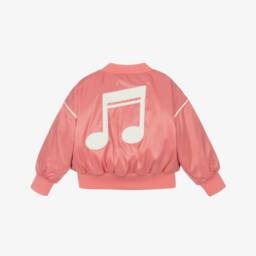 Mini Rodini-Атласная розовая куртка для девочек с музыкальным принтом | Childrensalon Outlet