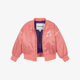 Mini Rodini-Атласная розовая куртка для девочек с музыкальным принтом | Childrensalon Outlet