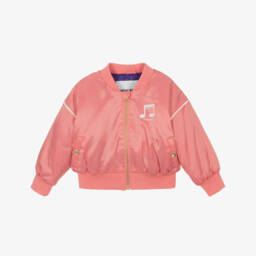 Mini Rodini-Атласная розовая куртка для девочек с музыкальным принтом | Childrensalon Outlet