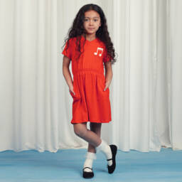 Mini Rodini-Платье из органического хлопка алого цвета для девочек | Childrensalon Outlet