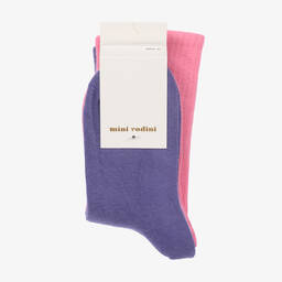ميني روديني-جوارب مزيج قطن عضوي لون زهري وبنفسجي (عدد 2) | Childrensalon Outlet
