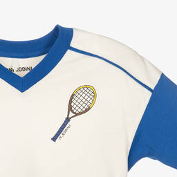 Mini Rodini-Girls White & Blue Organic Cotton Dress | Childrensalon Outlet