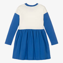 Mini Rodini-Girls White & Blue Organic Cotton Dress | Childrensalon Outlet