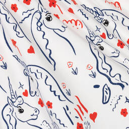 Mini Rodini-Белое хлопковое платье с единорогами | Childrensalon Outlet