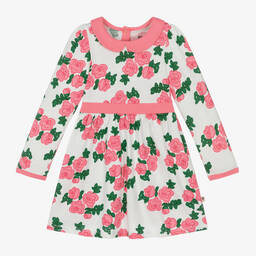 Mini Rodini-Girls White Floral Organic Cotton Dress | Childrensalon Outlet