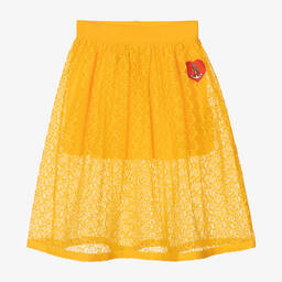 Mini Rodini-Желтая кружевная юбка с сердцем | Childrensalon Outlet
