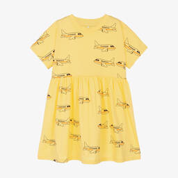 Mini Rodini-فستان قطن عضوي لون أصفر | Childrensalon Outlet
