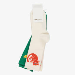 Mini Rodini-Green & Ivory Socks (2 pack) | Childrensalon Outlet