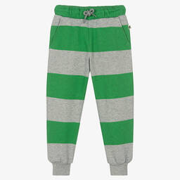 ميني روديني-جوغرز قطن عضوي مقلّم لون أخضر ورمادي | Childrensalon Outlet