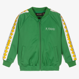 Mini Rodini-Green Zip-Up Logo Top | Childrensalon Outlet