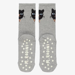 ميني روديني-جوارب مانعة للانزلاق مزيج قطن عضوي لون رمادي | Childrensalon Outlet