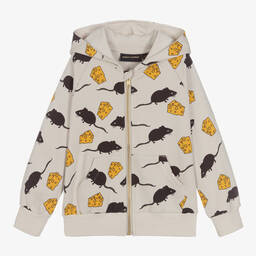 Mini Rodini-Grey Cotton Zip-Up Hoodie | Childrensalon Outlet