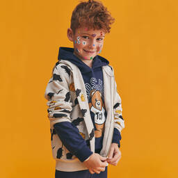 Mini Rodini-Grey Cotton Zip-Up Hoodie | Childrensalon Outlet