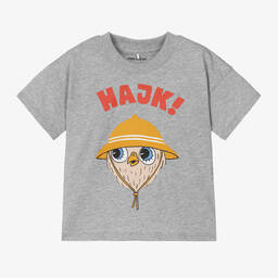 Mini Rodini-تيشيرت قطن عضوي لون رمادي مونس | Childrensalon Outlet