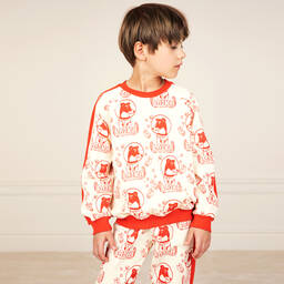 Mini Rodini-Ivory & Red Joggers | Childrensalon Outlet