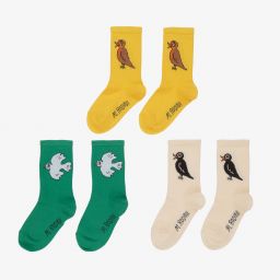 ميني روديني-جوارب قطن عضوي لون أصفر وأخضر وعاجي (عدد 3) | Childrensalon Outlet