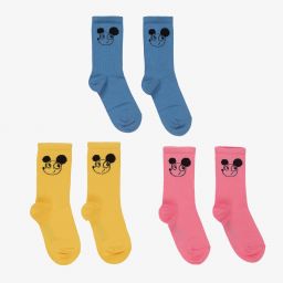 ميني روديني-جوارب مزيج قطن عضوي لون أحمر وبيج (عدد 3) | Childrensalon Outlet