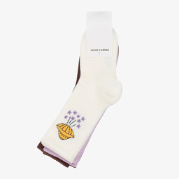 ميني روديني-جوارب مزيج قطن عضوي لون أصفر وكحلي وبيج للبنات (عدد 3) | Childrensalon Outlet